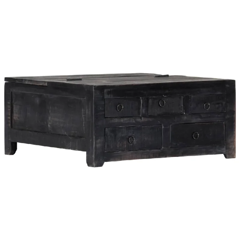 Coffee Table Black 25.6"x25.6"x11.8" Solid Mango Wood