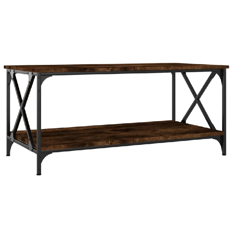 Coffee Table Accent Side Table for Living Room Engineered Wood and Iron