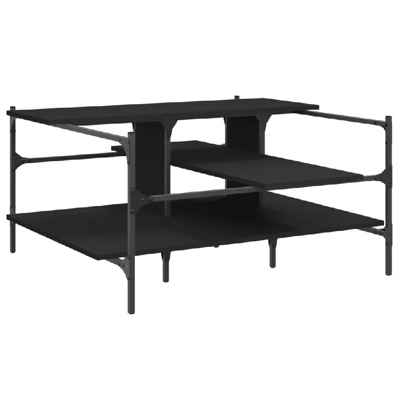 Coffee Table Black 39.4"x39.4"x19.1" Engineered Wood