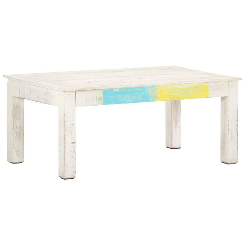 Coffee Table White 43.3"x23.6"x17.7" Solid Mango Wood