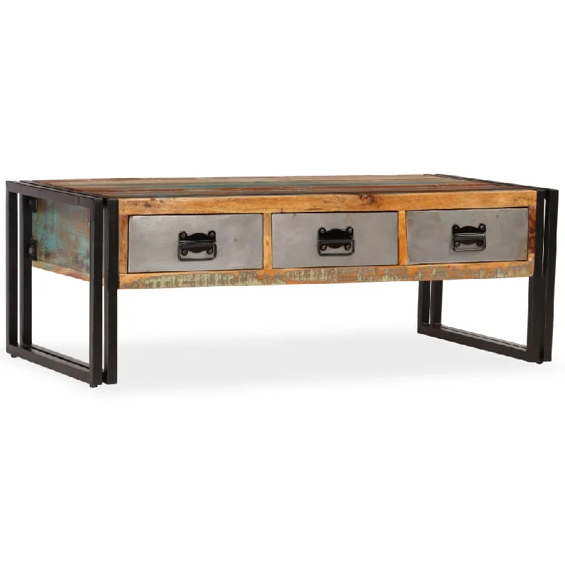 Coffee Table with 3 Drawers Solid Reclaimed Wood 39.4"x19.7"x13.8"