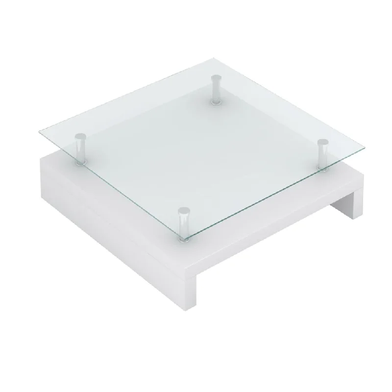 Coffee Table with Glass Top White