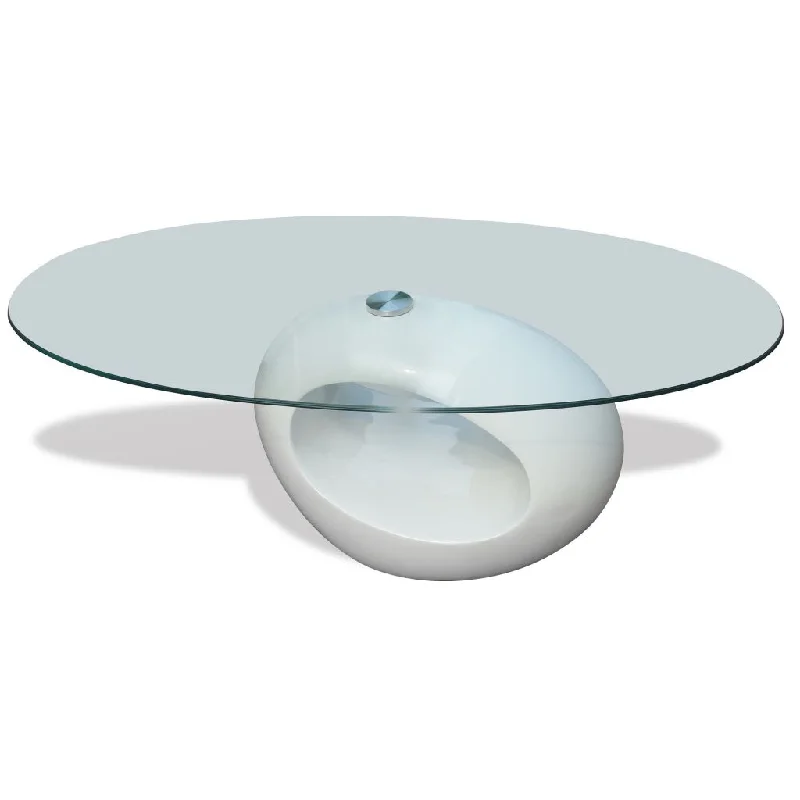 Coffee Table Living Room End Table Side Sofa Table with Oval Glass Top