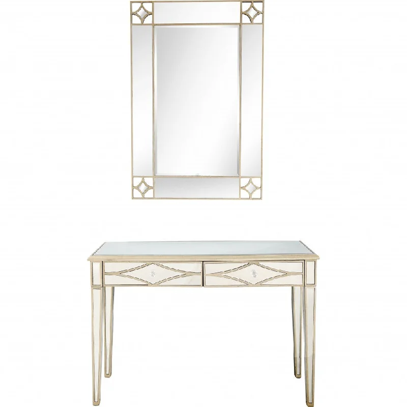 Champagne Finish Mirror and Console Table