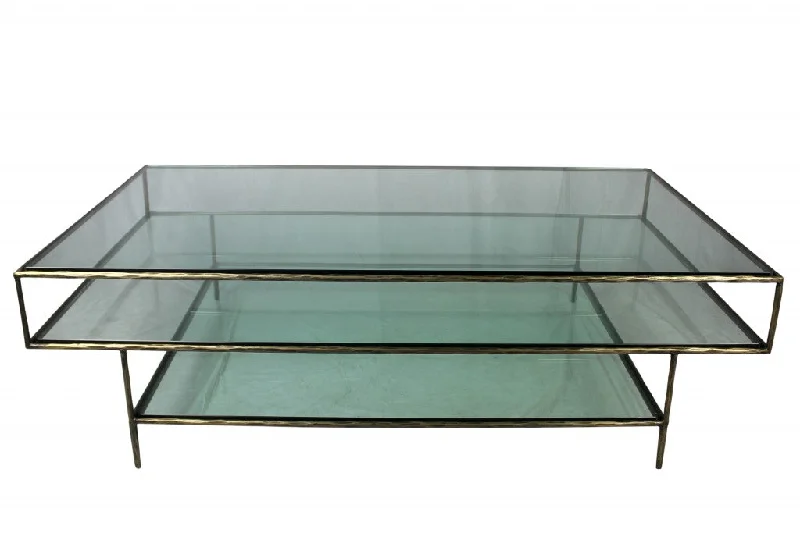 Clear Glass Triple Layered Coffee Table