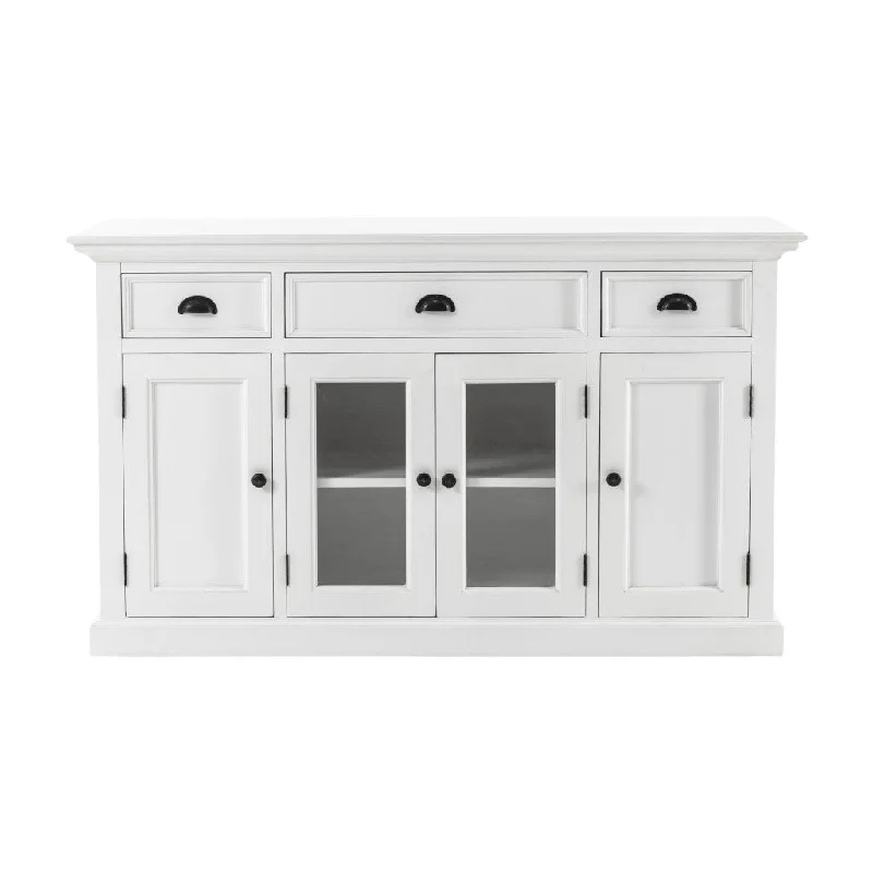 White Accent Cabinet With Glass Doors