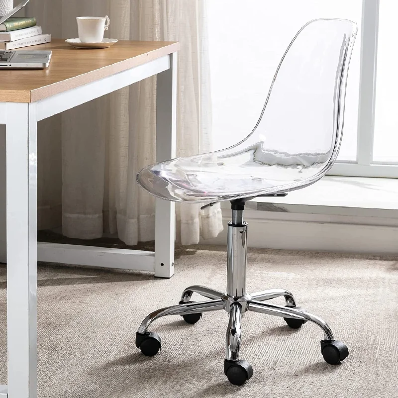 Acrylic Swivel adjustable height Armless Home office Rolling Chair