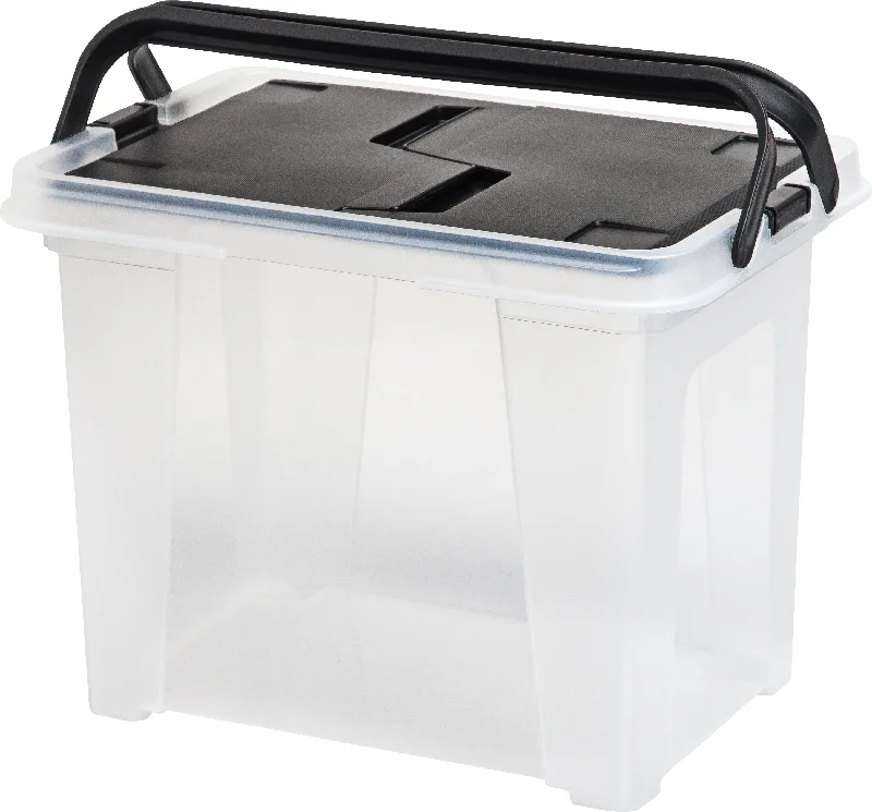 Letter Size Portable Wing-Lid File Box with Handles, 4 Pack, Black