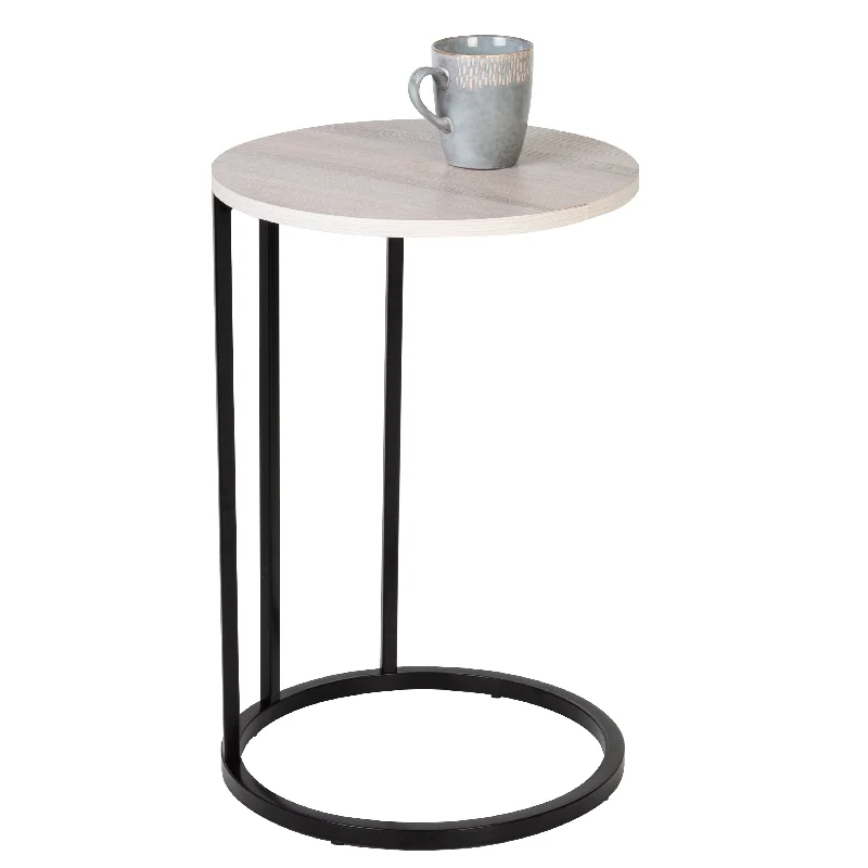 Natural/Black Round C-Shape End Table