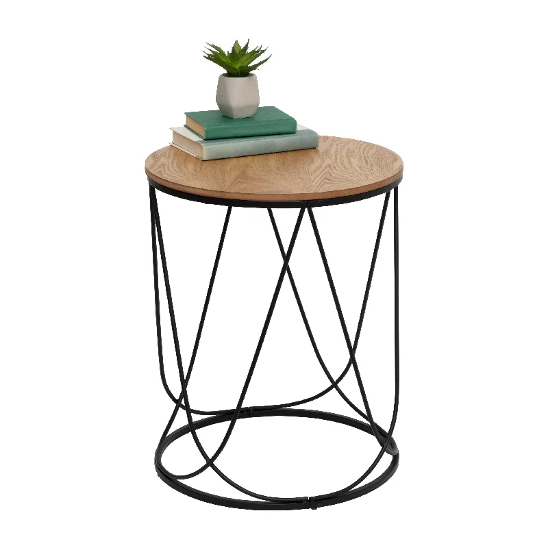 Black/Natural Round Accent Table