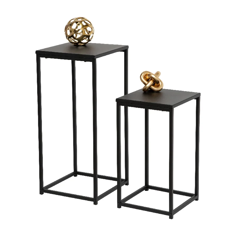 Black Square Nesting Side Tables (Set of 2)