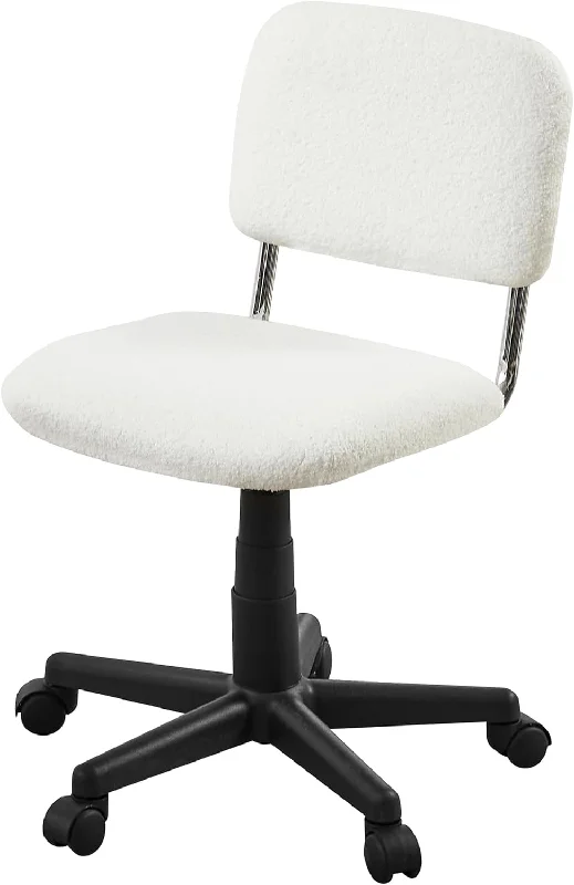 VECELO Faux Fur Comfy Height Adjustable Swivel Armless Home Office Sherpa Chair